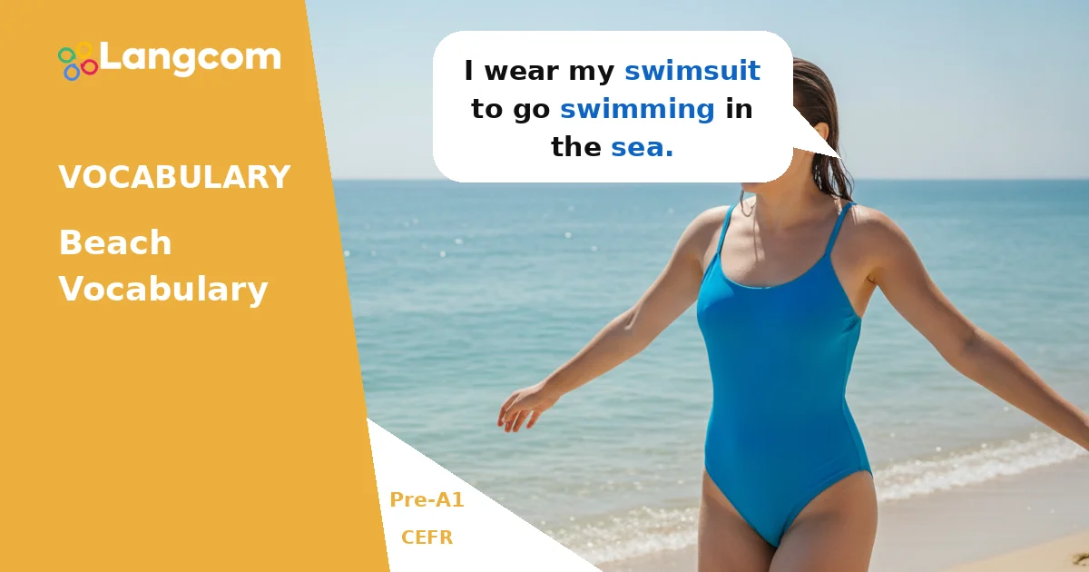 Essential Beach Vocabulary for Pre-A1 English Learners — Pre-A1 English vocabulary lesson by Langcom