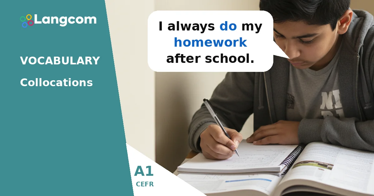 A1 English Collocations: Common Verbs and Their Partners — A1 English vocabulary lesson by Langcom