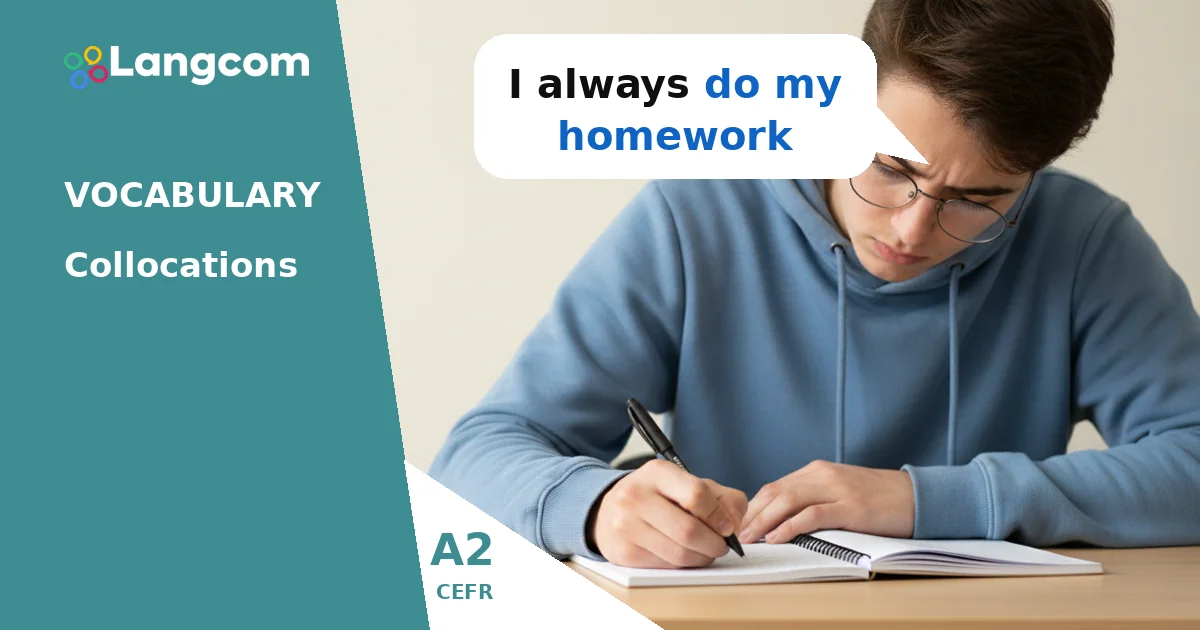 Learn Common English Collocations for A2 Key Exam — A2 English vocabulary lesson by Langcom