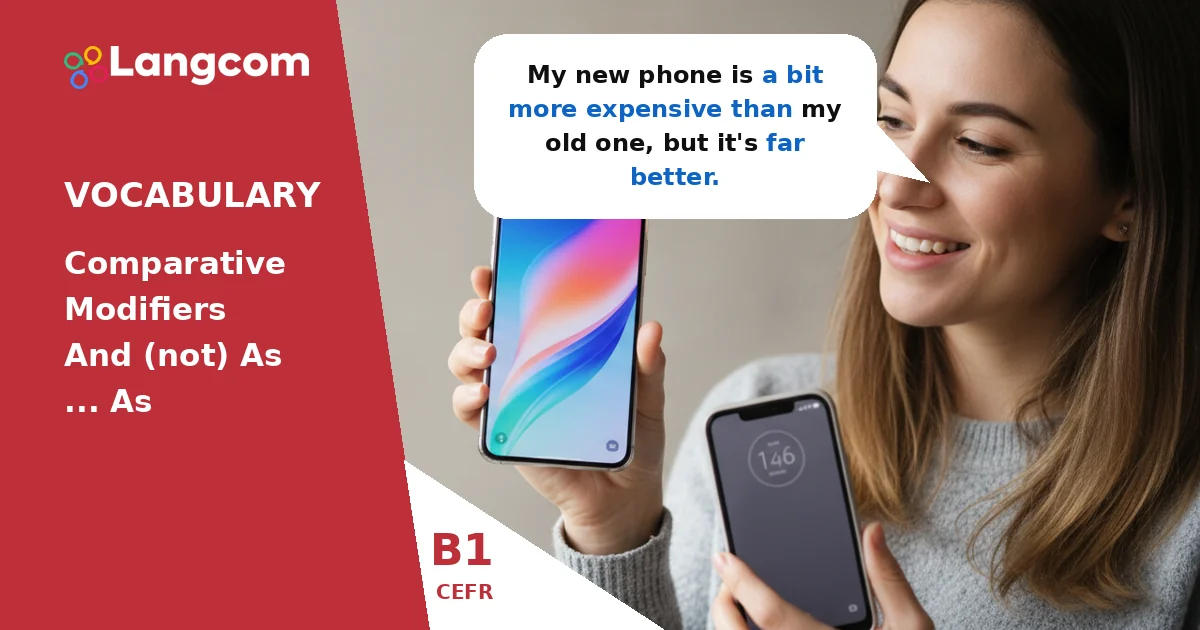 Master B1 Comparative Modifiers: a bit, much, (not) as ... as — B1 English vocabulary lesson by Langcom