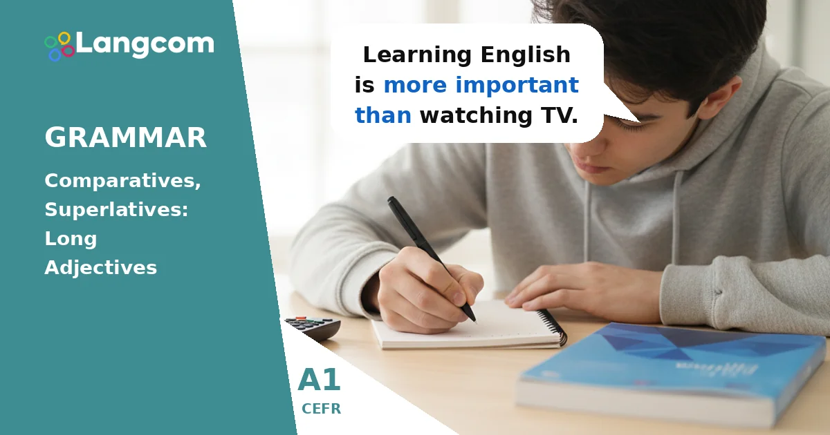 Compare Things: English Comparatives and Superlatives (Long Adjectives) - A1 Grammar — A1 English grammar lesson by Langcom