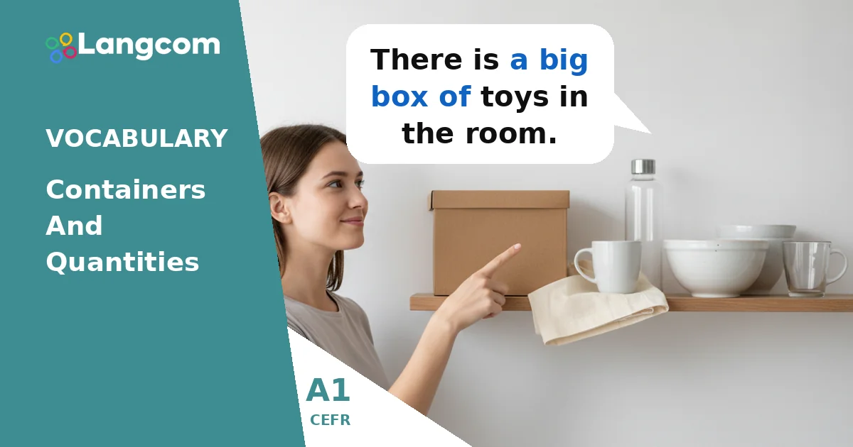 A1 English: Essential Food Containers (Box, Bag, Bottle, Bowl, Cup, Glass) — A1 English vocabulary lesson by Langcom