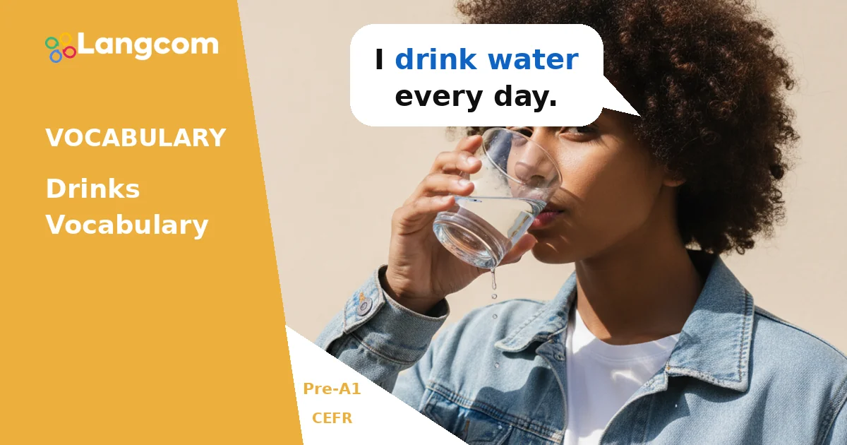Essential Drinks Vocabulary for Pre-A1 English Learners — Pre-A1 English vocabulary lesson by Langcom