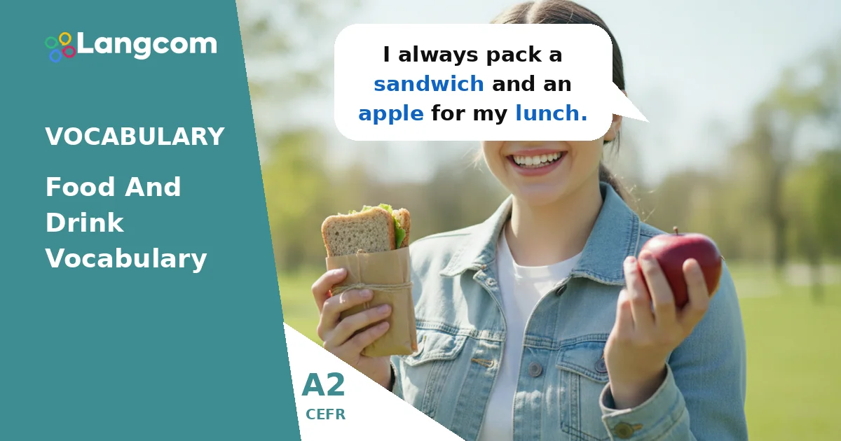 A2 Lunch Box Vocabulary: Essential Food & Drink Words — A2 English vocabulary lesson by Langcom