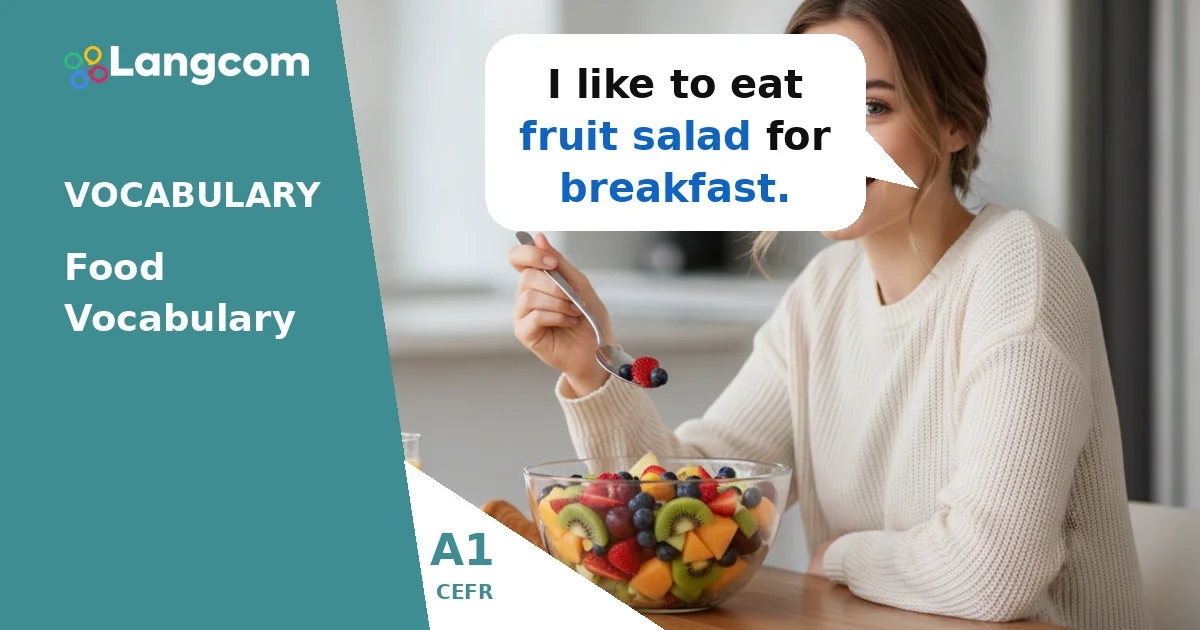Essential Food Vocabulary for A1 English Learners — A1 English vocabulary lesson by Langcom