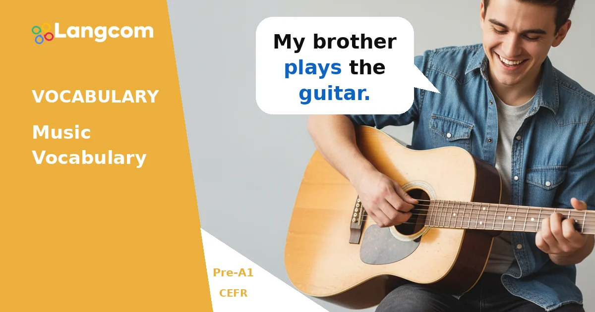 Learn Basic Musical Instruments in English (Pre-A1) — Pre-A1 English vocabulary lesson by Langcom