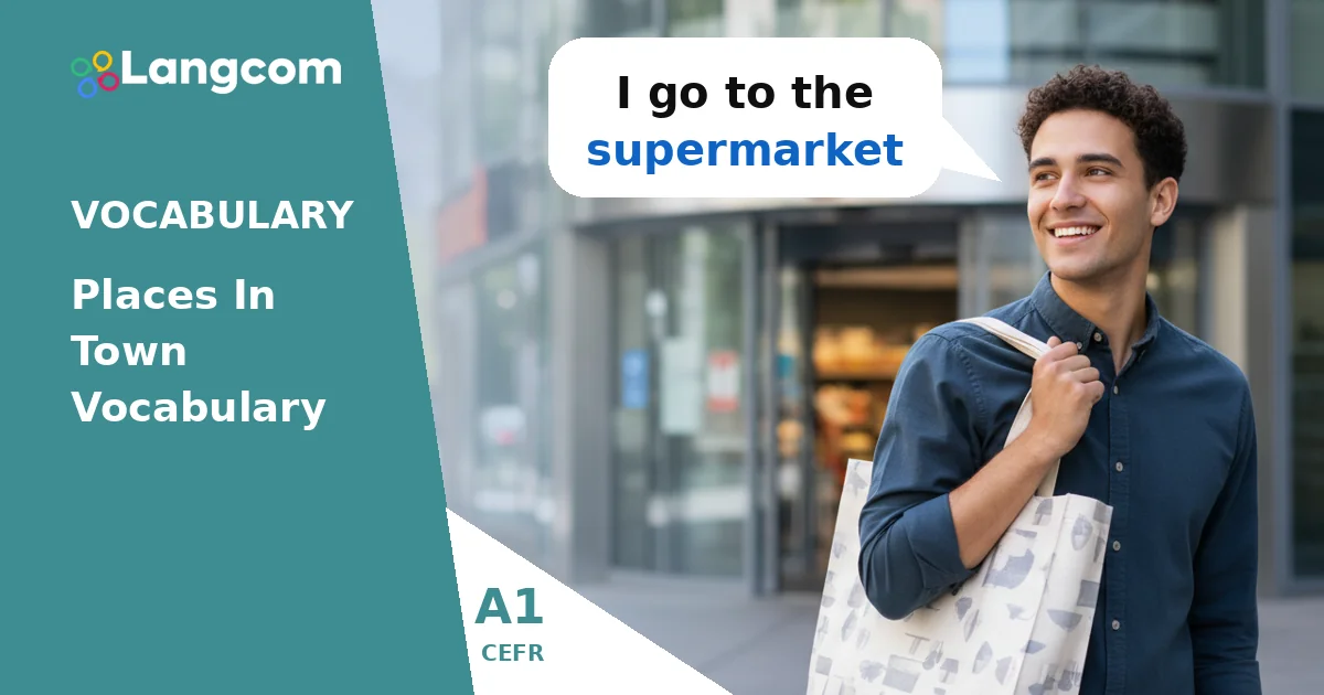 A1 English Vocabulary: Common Places in Town — A1 English vocabulary lesson by Langcom