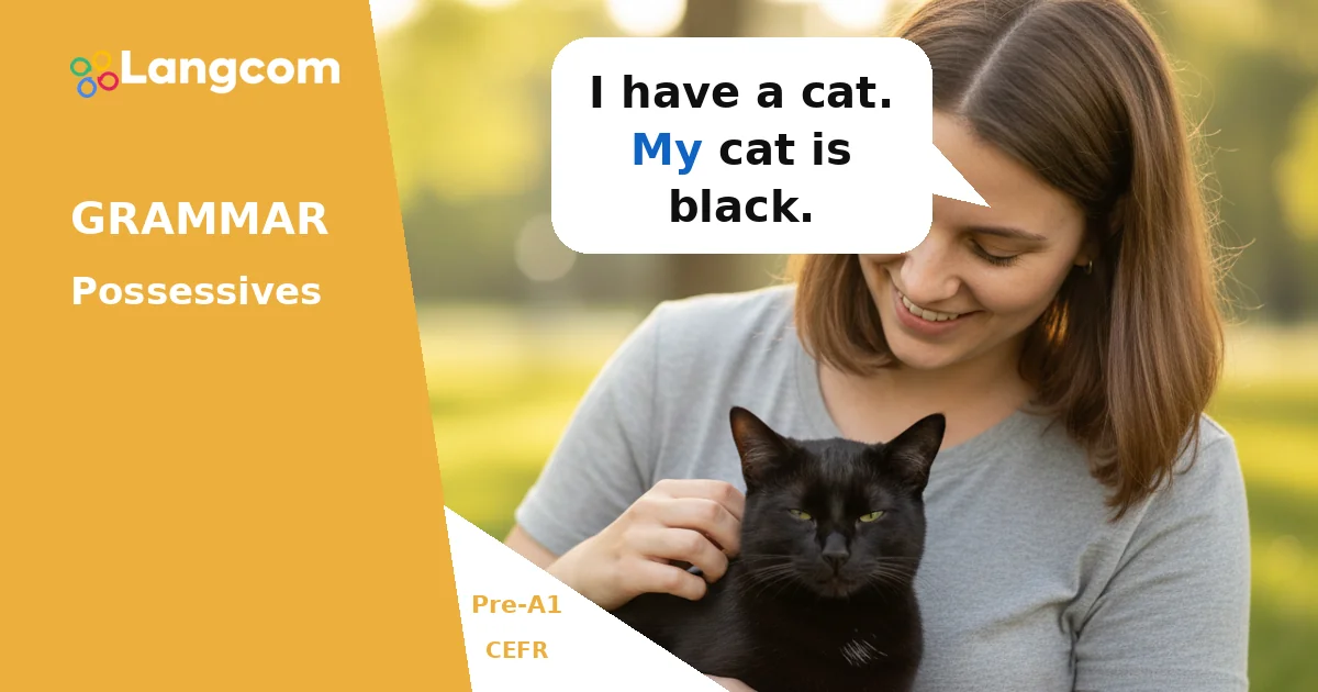 Learn Possessive Adjectives in English: My, Your, His, Her (Pre-A1 Grammar) — Pre-A1 English grammar lesson by Langcom