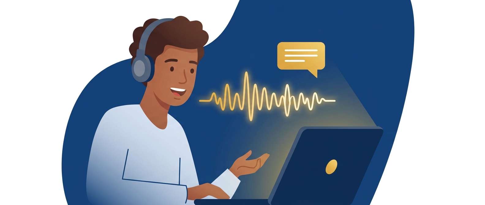Estudiante practicando pronunciación en inglés con el tutor de inteligencia artificial Lang 2.0 de Langcom Academy